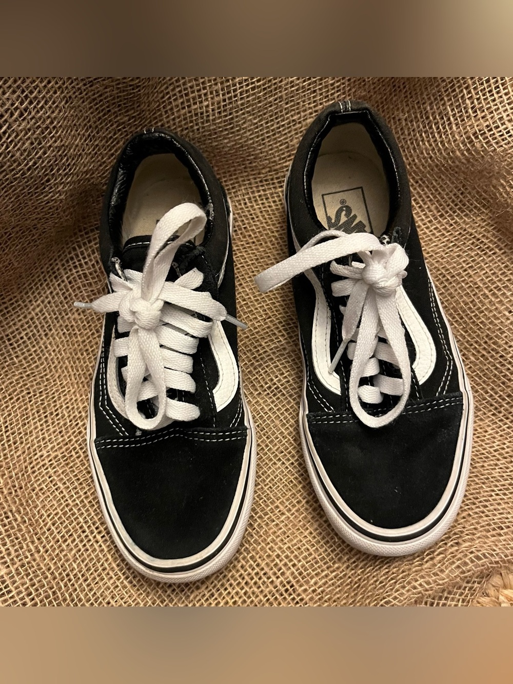 Vans Black and White Low-Top Skate Sneakers Off the Wall
